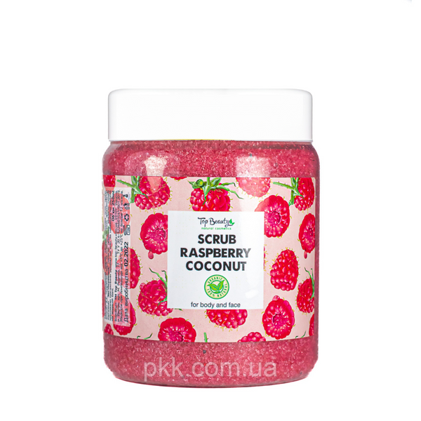 Скраб для обличчя та тіла Top Beauty Raspberry Coconut з ароматом малини та кокосовою олією 250 мл TB-6347 фото