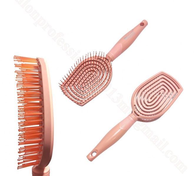 Расческа для волосся масажна продувна Salon Professional з нейлоновою щетиною 98290 SL, Pink Рожева 98290 SL фото