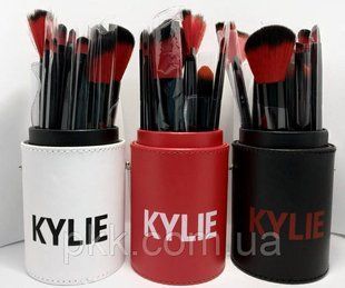 Набір пензлів для макіяжу Kylie в тубусі з 12 інструментів Білий R17 KYLIE 3183 фото