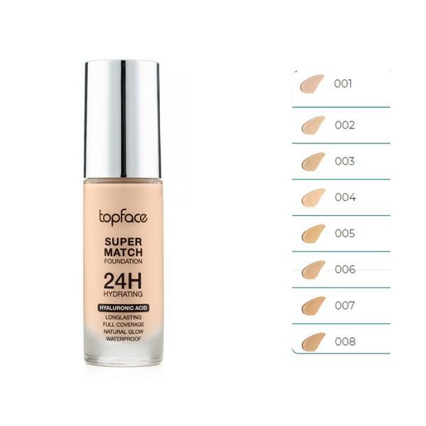 Тональний крем topface Super Match 24H Foundation водостойкий PT475 , 001 Ivory Nude/Слоновая кость PT475 фото