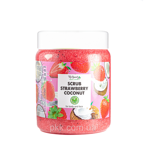 Скраб для обличчя та тіла Top Beauty Strawberry Coconut з ароматом полуниці та кокосовим маслом 250мл TB-6341 фото