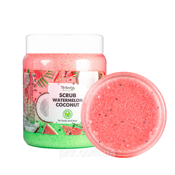 Скраб для обличчя та тіла Top Beauty Watermelon Coconut з ароматом кавуна та кокосовим маслом 250 мл TB-6340 фото