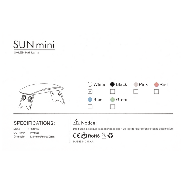 Маникюрная лампа для сушки гель-лака SUN mini портативная 8632 фото