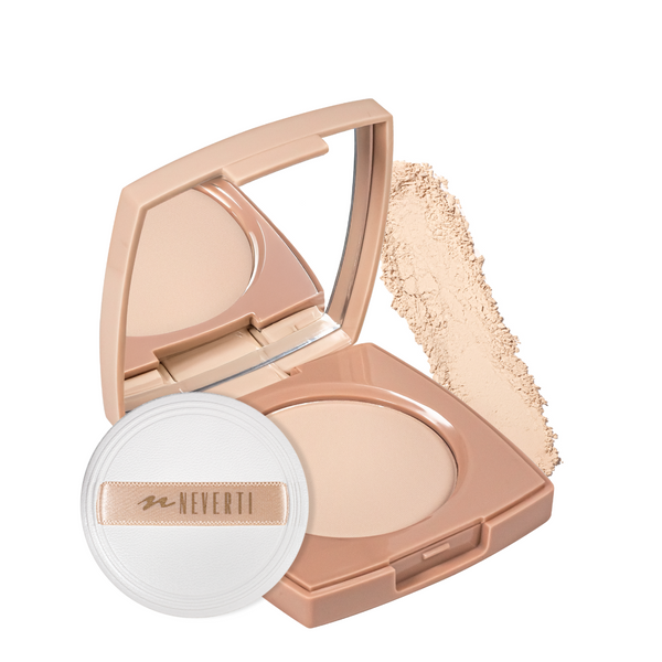 Пудра для обличчя водостійка компактна Neverti Creamy Dimension (NP202), 001 Porcelain Beige Світло-бежева NP202 фото