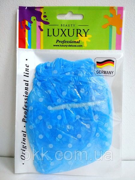 Шапочка для душу кольорова в горошок Beauty Luxury CS-03 Синя