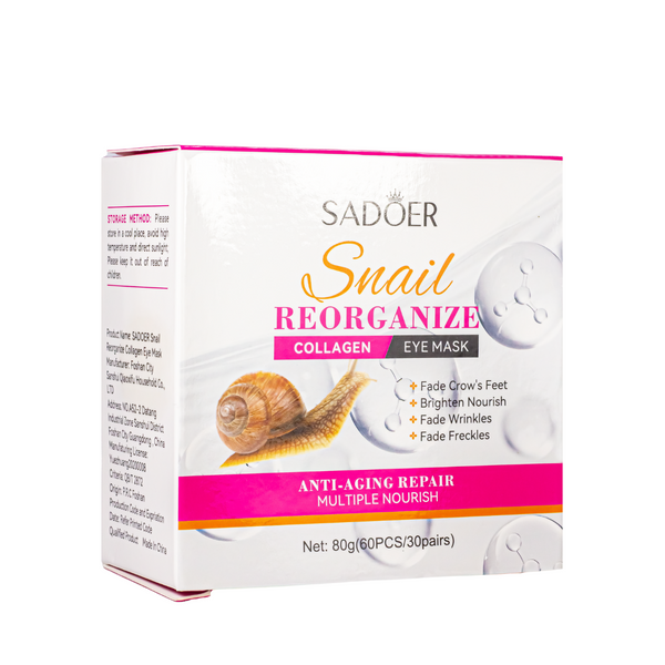 Омолаживающие патчи для кожи вокруг глаз Sadoer Snail Reorganize Collagen Eye Mask SD 93547, 60 штук SD 93547 фото
